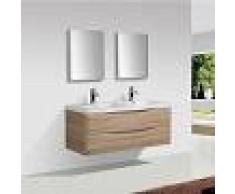 STANO Mueble Lavabo + Lavabo Doble 120 cm MONTADO - Roble Claro PIACENZA