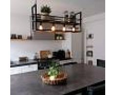 QAZQA Moderno Lámpara colgante industrial negra con estante de 4 luces