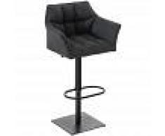 BAUWERK MANUFACTURE Taburete de bar Damaso Tela Gris oscuro Metal negro mate - BAUWERK