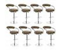 OOBEST Pack 8 Taburete de bar Redondo, giratorio y ajustable en altura, en