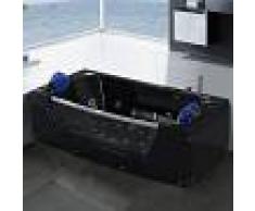 SIMBA Bañera hidromasaje Bañera de esquina hidromasaje 180 x 90cm negro