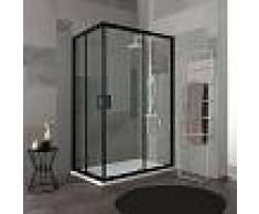 KIAMAMI VALENTINA Cabina De Ducha Con Perfil Negro Mate Y Cristal Transparente 70X100