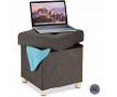 RELAXDAYS Puff Almacenaje, Taburete Plegable Cuadrado con Patas, Asiento,
