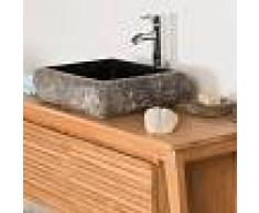 WANDA COLLECTION lavabo sobre encimera rectángulo de piedra mármol NÁPOLES negro - WANDA