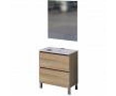 PLUS BAÑO Conjunto de baño - Mueble Lavabo Espejo - 80x46x78 Roble natur RITA