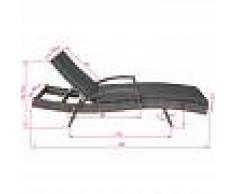 TECTAKE Tumbona de ratán Océane - tumbona de poliratán para jardín, mueble de