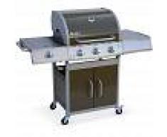 ALICE'S GARDEN Barbacoa de gas, cocina de exterior, Inox, 3 quemadores + 1 fuego