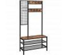 SONGMICS VASAGLE Perchero, Perchero con Pared de Rejilla, Zapatero, 2 Estantes