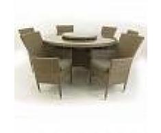 EDENJARDIN Conjunto muebles jardín Mesa redonda 150 cm y 6 sillones apilables