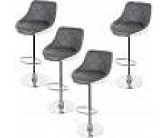 OOBEST Pack 4 Taburete de bar cocina alto fijo giratorio ajustable respaldo