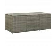 VIDAXL Caja de almacenaje de jardín ratán sintético gris 180x90x75 cm - VIDAXL