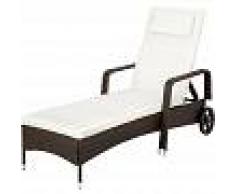 TECTAKE Tumbona de ratán - tumbona de poliratán para jardín, muebles de ratán