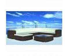 VIDAXL Set muebles de jardin 8 piezas y cojines ratan sintetico marron - VIDAXL