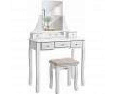 SONGMICS VASAGLE Tocador moderno, Mesa de Maquillaje en MDF y Pino, con Espejo