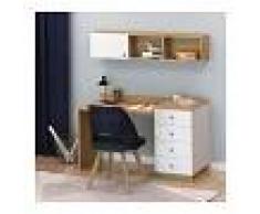 HOMEMANIA Escritorio Keta - con estante, puertas, cajones - oficina, estudio,