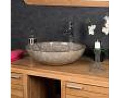 WANDA COLLECTION lavabo sobre encimera redondo BARCELONA de mármol gris 45cm - WANDA