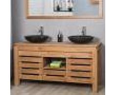 WANDA COLLECTION Mueble para cuarto de baño de teca ZEN doble lavabo 145 cm - WANDA