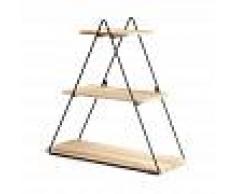 INSMA Estante de pared vintage retro de madera y hierro - Negro y beige C
