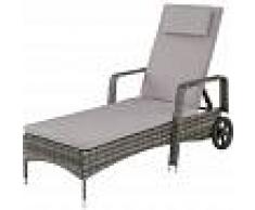 TECTAKE Tumbona de ratán - tumbona de poliratán para jardín, muebles de ratán