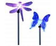 ASUPERMALL 2 piezas, luz de estaca LED para jardin solar, mariposa, libelula