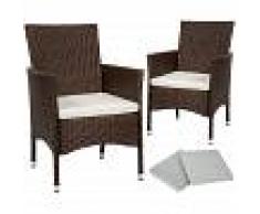 TECTAKE 2 Sillas de ratán + 4 fundas - sillas de comedor imitación mimbre,