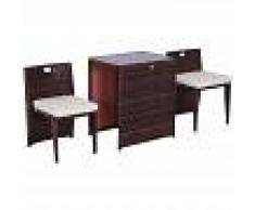 Outsunny Conjunto 1 Mesa y 2 Sillas Mueble Mimbre Ratan Jardin Terraza