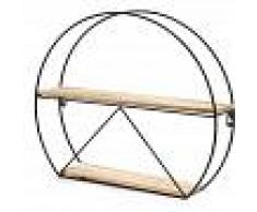 INSMA Estante de pared vintage retro de madera y hierro - Negro y beige B