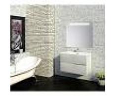 PLUSBAÑO Conjunto de baño Mueble 90x56x46 - Lavabo - Espejo 90 x 80 Roble Claro