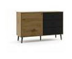 MC HAUS Aparador comedor madera negro buffet salon mueble comoda 3 cajones