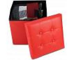 LEOGREEN Almacenamiento Banco, Almacenamiento Otomano Plegable de Cuero, 38 x 38