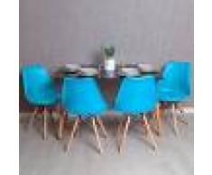 REGALOS MIGUEL Conjunto Mesa Tower Rectangular 120 x 80 cm Negra y Pack 4 Sillas