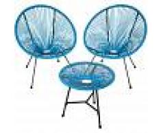 TECTAKE Conjunto de 2 sillas Gabriela con mesa - sillas tipo acapulco con mesa,