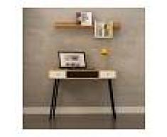 HOMEMANIA Escritorio Basil Metal - Mesa - con estante, cajones - para oficina,
