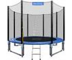 DEUBA Monzana Trampolín de 305 cm cama elástica negro y azul con red de