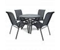 EDENJARDIN Conjunto de terraza, Mesa redonda de 105 cm de diámetro y 4 sillones de
