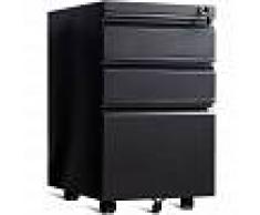 COSTWAY Cajonera con Ruedas Cerradura y 3 Cajones Armario Archivador Mueble de