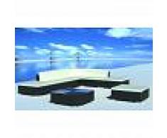 VIDAXL Set muebles de jardin 8 piezas y cojines ratan sintetico negro - VIDAXL