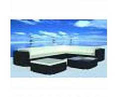 ASUPERMALL Set muebles de jardin 8 piezas y cojines ratan sintetico negro