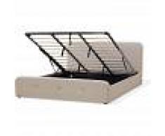 BELIANI Cama tapizada en beige con almacenaje 180x200 cm RENNES - BELIANI