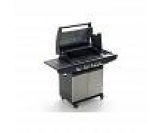 CAESAROO Barbacoa de gas con 4 quemadores de acero negro - CAESAROO