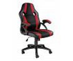 TECTAKE Silla de oficina Benny - negro/rojo/blanco - TECTAKE