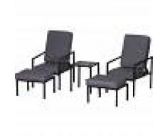 Outsunny Conjunto de Muebles de Terraza 2 Sillas 1 mesa y 2 Reposapiés