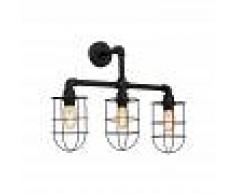 HOMEMANIA Lampara de Pared Metal Apliques - Negro en Metal, 60 x 18 x 45 cm, 3 x