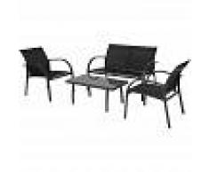Outsunny Conjunto Sillones para Jardín con Mesa de Centro y Sofá de