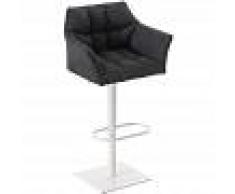 BAUWERK MANUFACTURE Taburete de bar Damaso Tela Gris oscuro Metal blanco mate - BAUWERK