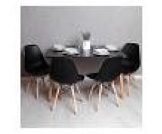 REGALOS MIGUEL Conjunto Mesa Tower Rectangular 120 x 80 cm Negra y Pack 4 Sillas Tower