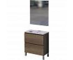 PLUS BAÑO Conjunto de baño - Mueble Lavabo Espejo - 60x46x76 Roble gris RITA