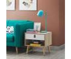 COSTWAY Mesita de Noche de Madera con 1 Cajón 1 Repisa 50x39x48,5cm Mesita