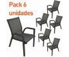 EDENJARDIN Pack 6 sillones de terraza apilable Tamaño: 56x66x90 cm Aluminio