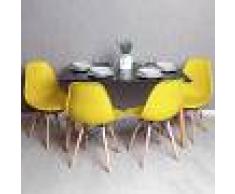 REGALOS MIGUEL Conjunto Mesa Tower Rectangular 120 x 80 cm Negra y Pack 4 Sillas Tower